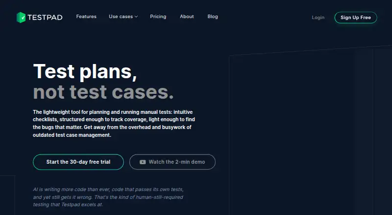 The Testpad homepage