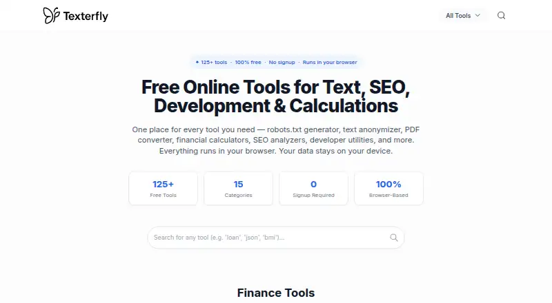 The Texterfly homepage