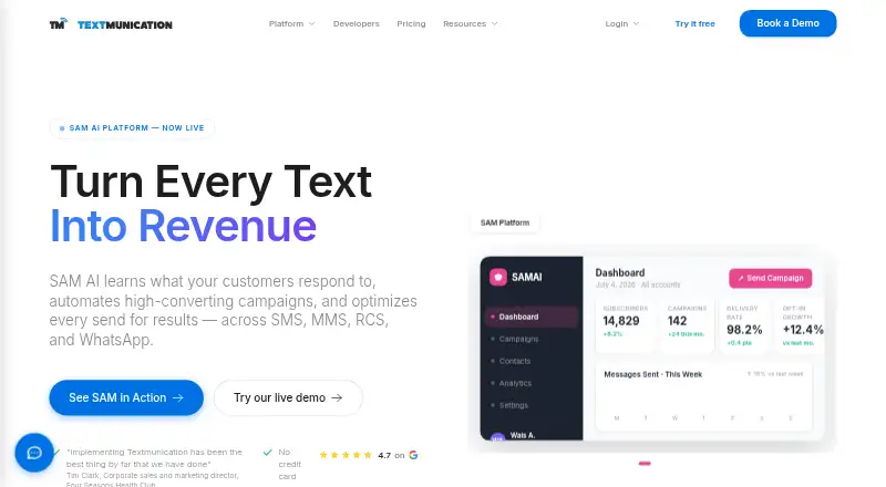 The Textmunication homepage