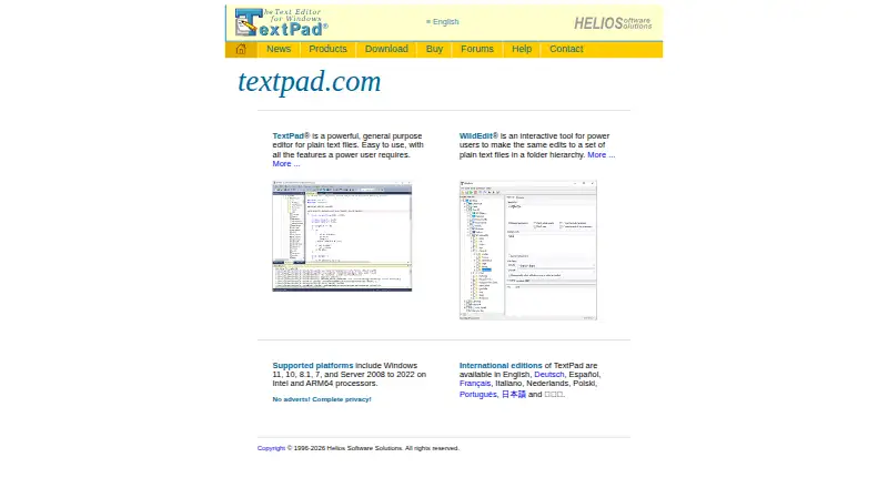 The TextPad homepage