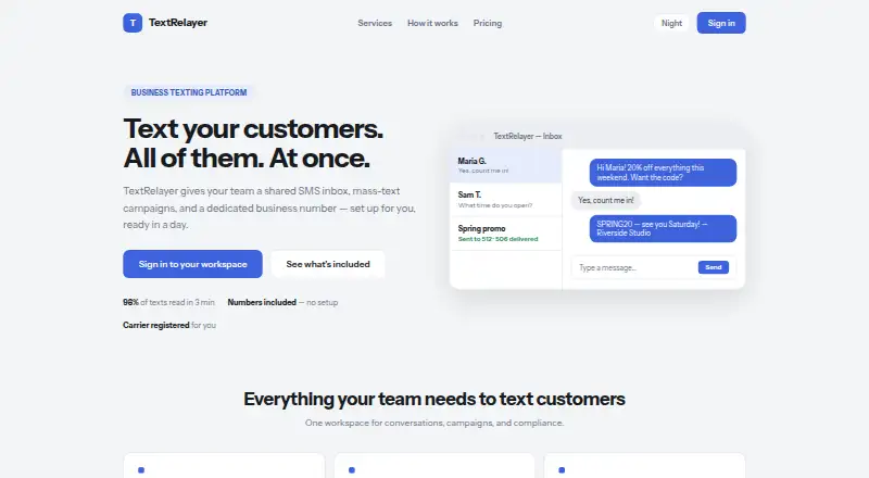The TextRelayer homepage
