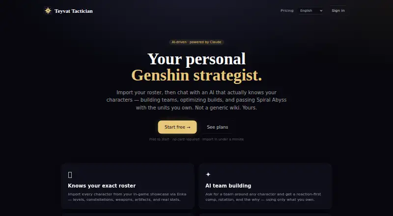 The Teyvat Tactician homepage
