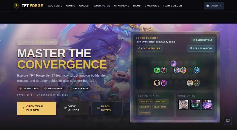 The TFT Forge homepage
