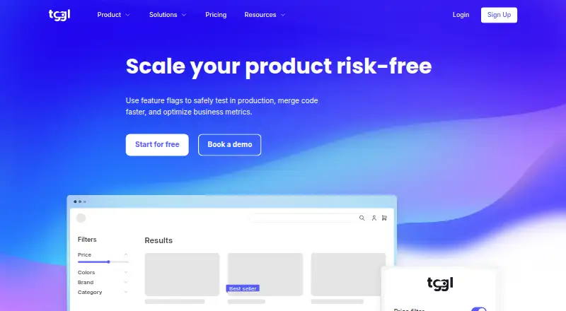 The Tggl homepage