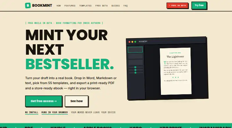 The Bookmint homepage