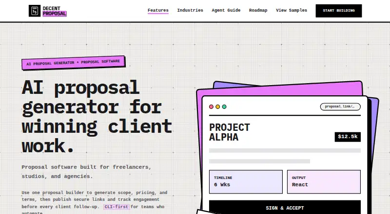 The The Decent Proposal homepage