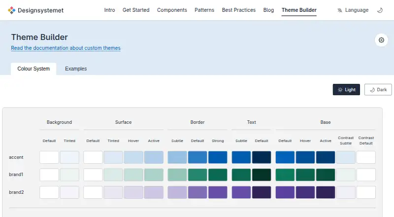 The Designsystemet Theme Builder homepage