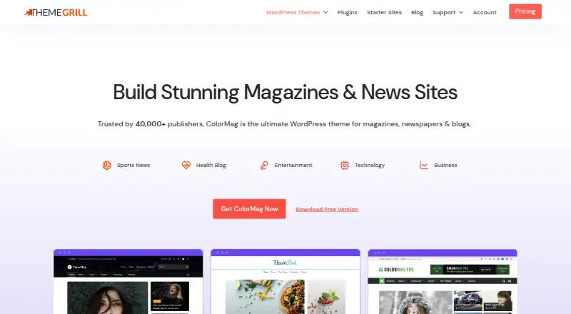 The ColorMag homepage