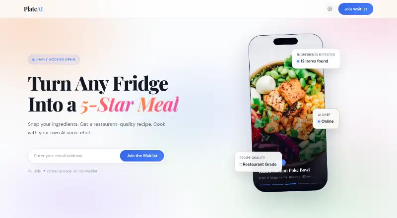 The Plate AI homepage