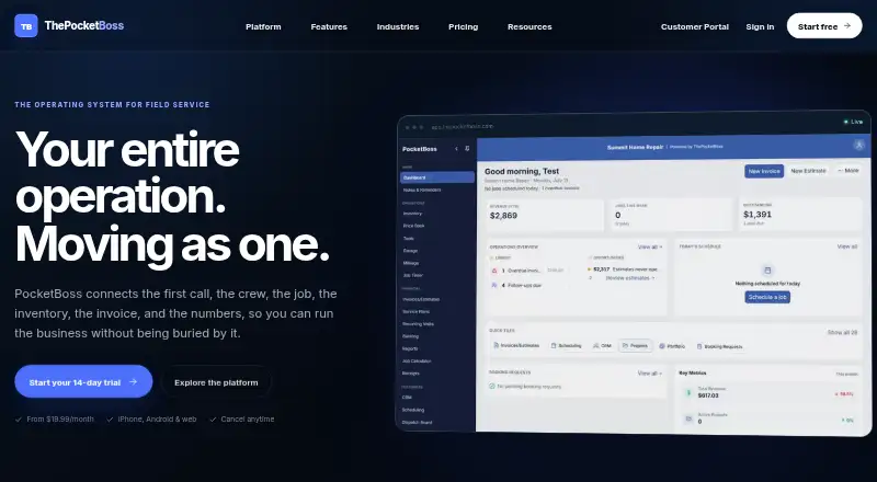 The PocketBoss homepage
