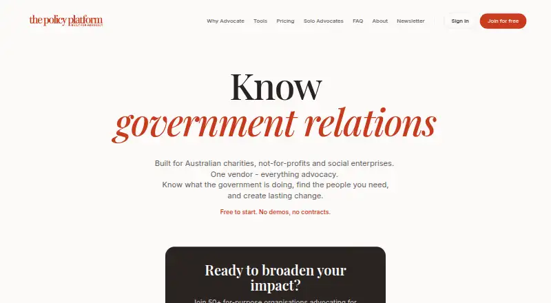 The The Policy Platform homepage