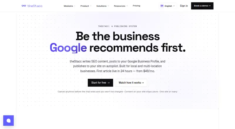 The theStacc homepage