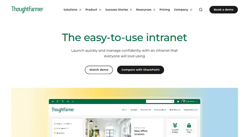 The ThoughtFarmer homepage