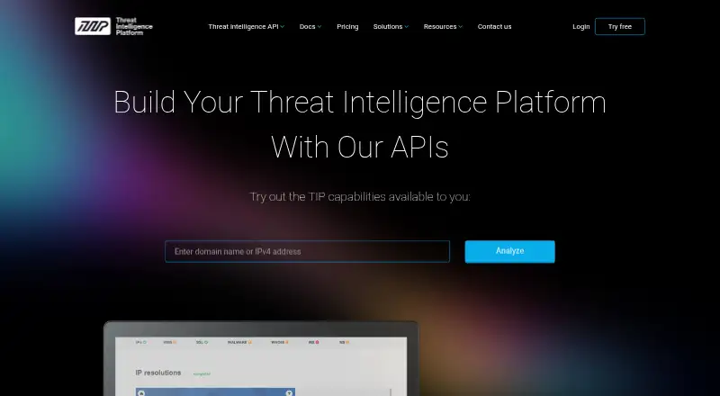 The Threat Intelligence Platform homepage