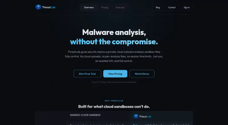 The ThreatLab homepage