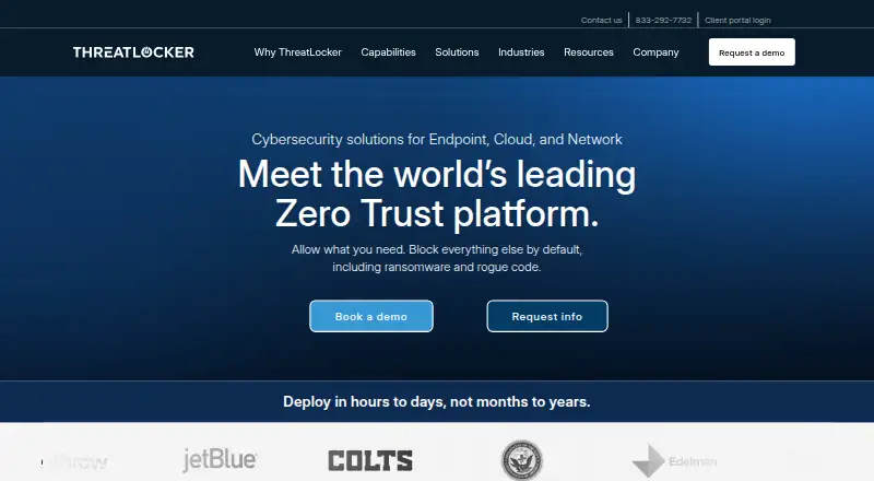 The ThreatLocker homepage