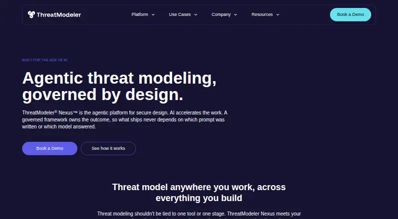 The ThreatModeler Nexus homepage