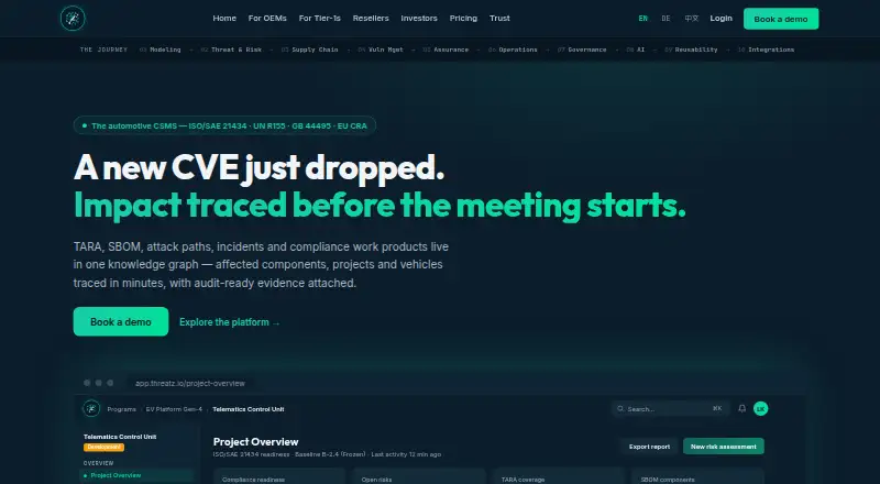 The ThreatZ homepage