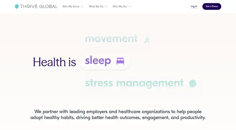 The Thrive Global homepage