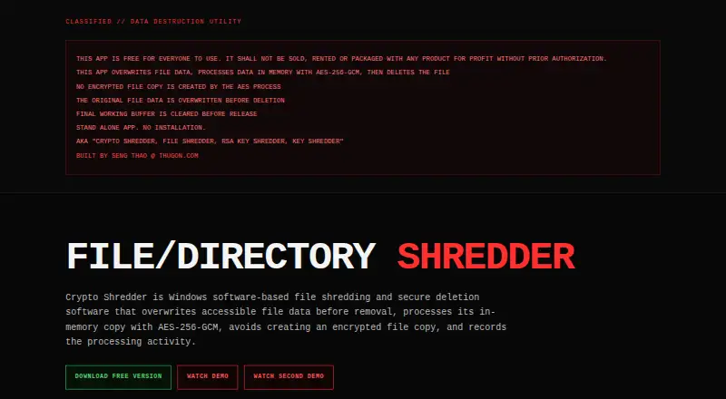 The Crypto Shredder homepage