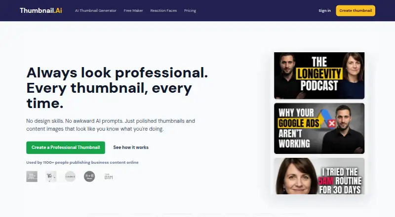 The Thumbnail.AI homepage