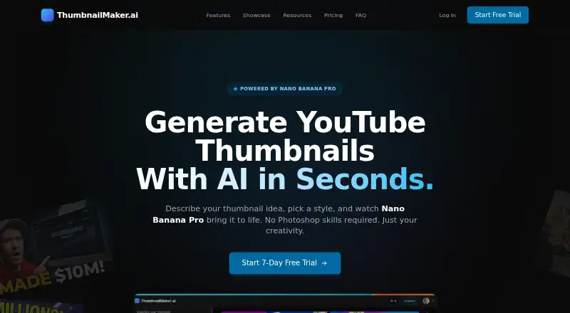 The ThumbnailMaker.ai homepage