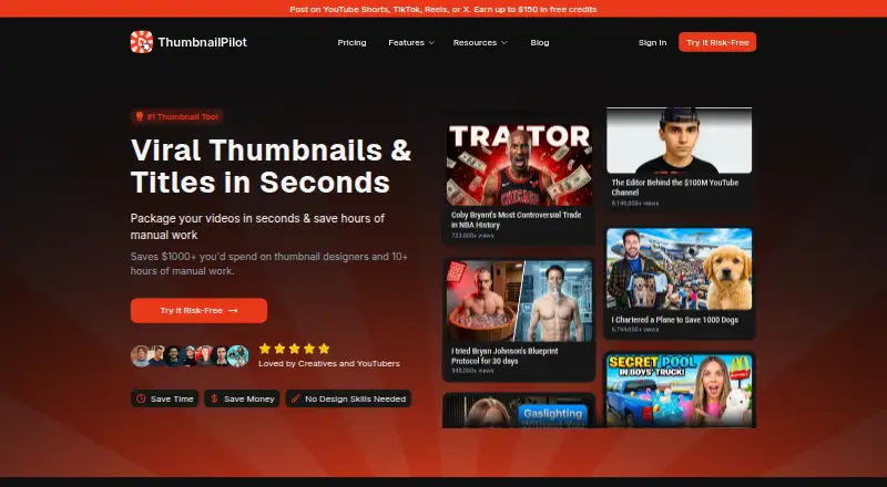 The ThumbnailPilot homepage