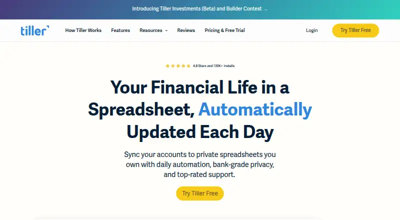 The Tiller Money homepage