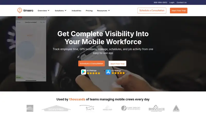 The Timeero homepage