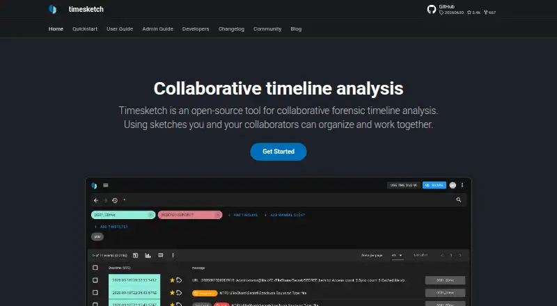 The Timesketch homepage