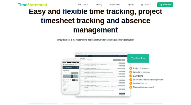 The TimeStatement homepage