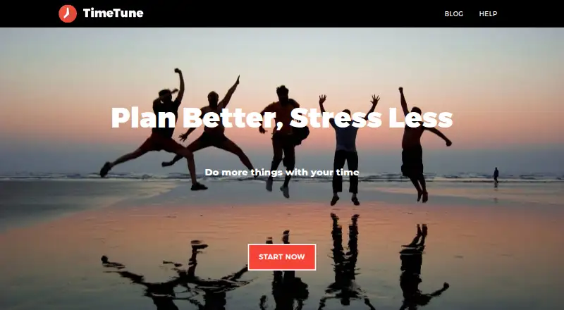 The TimeTune homepage