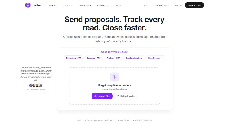 The TiniDrop homepage