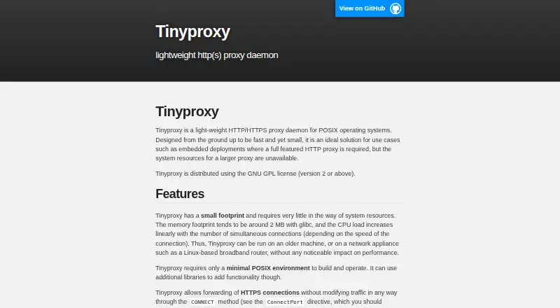The Tinyproxy homepage