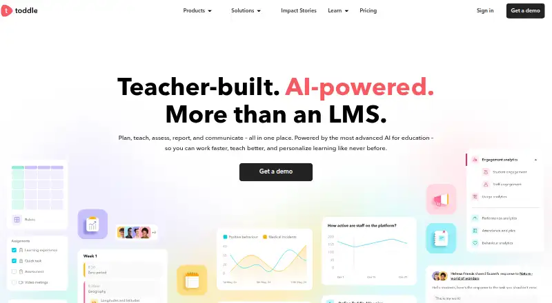 The Toddle homepage