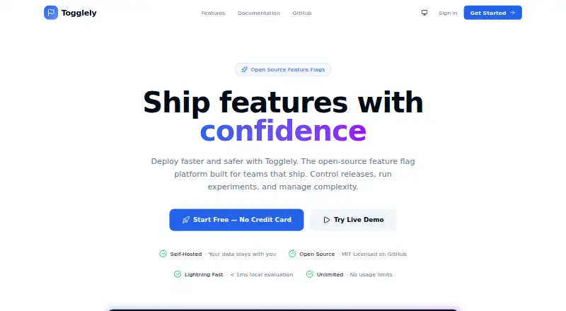 The Togglely homepage