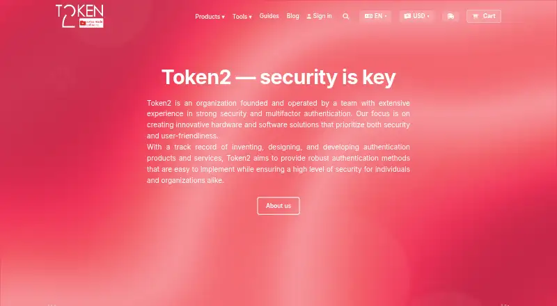 The Token2 Mobile Authenticator homepage
