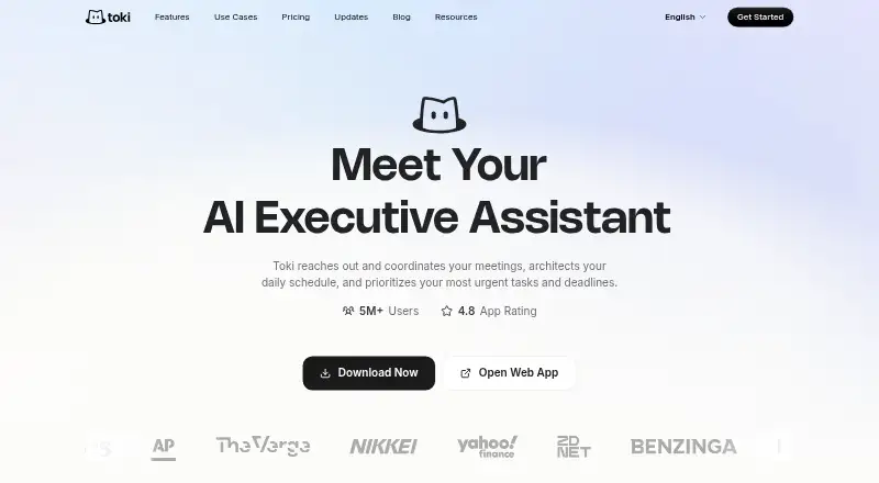 The Toki homepage
