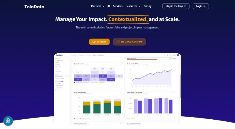 The TolaData homepage
