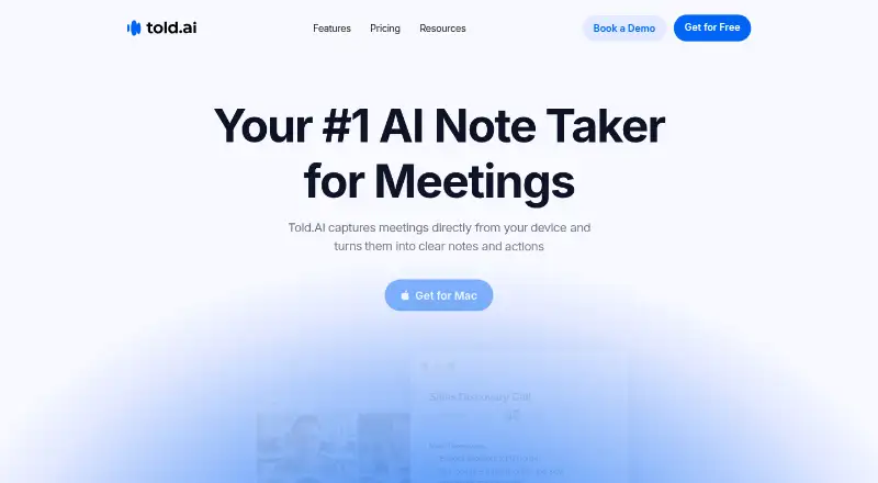 The Told.AI homepage