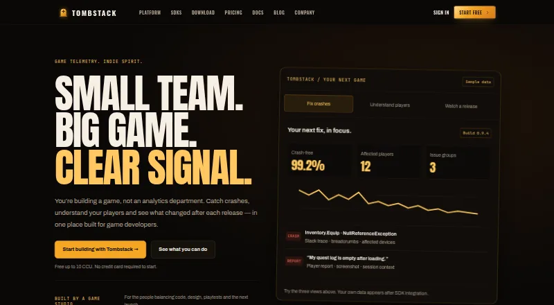The Tombstack homepage