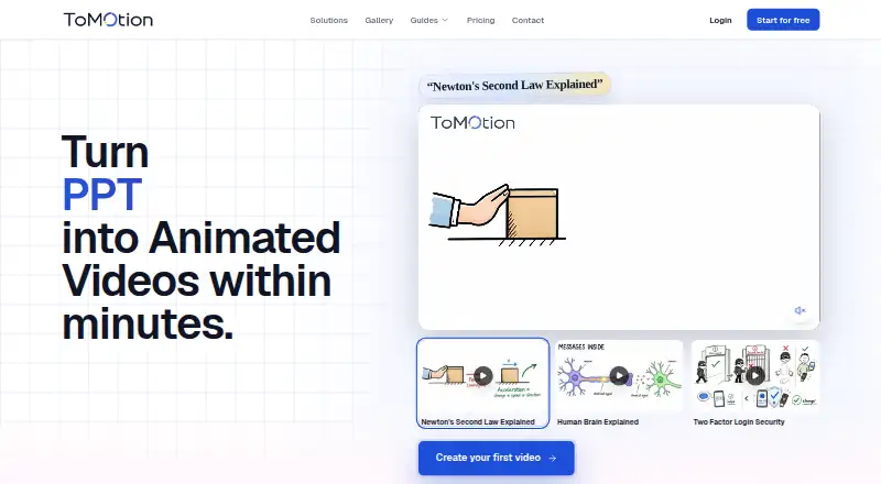 The ToMotion AI homepage