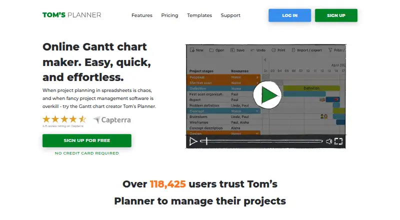 The Tom's Planner homepage
