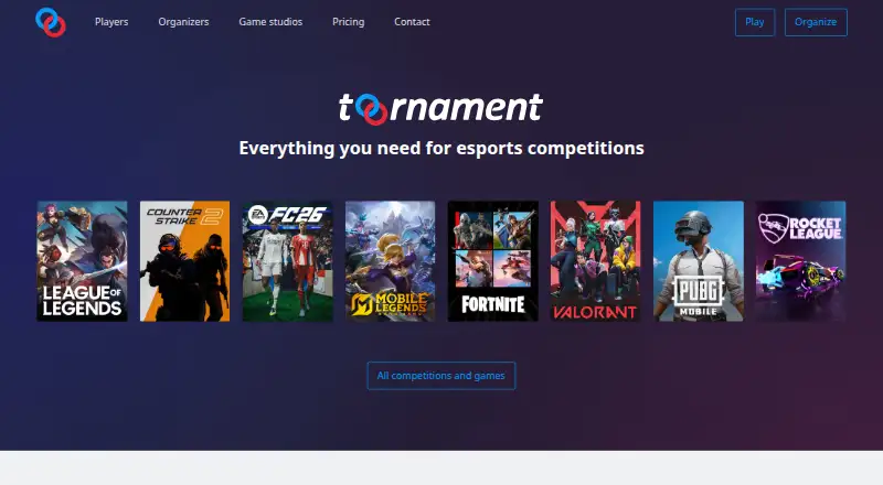 The Toornament homepage