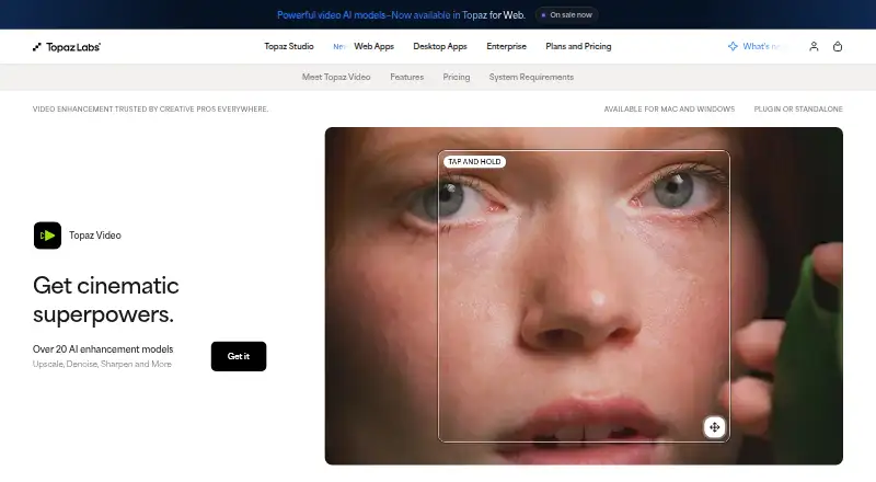 The Topaz Video homepage