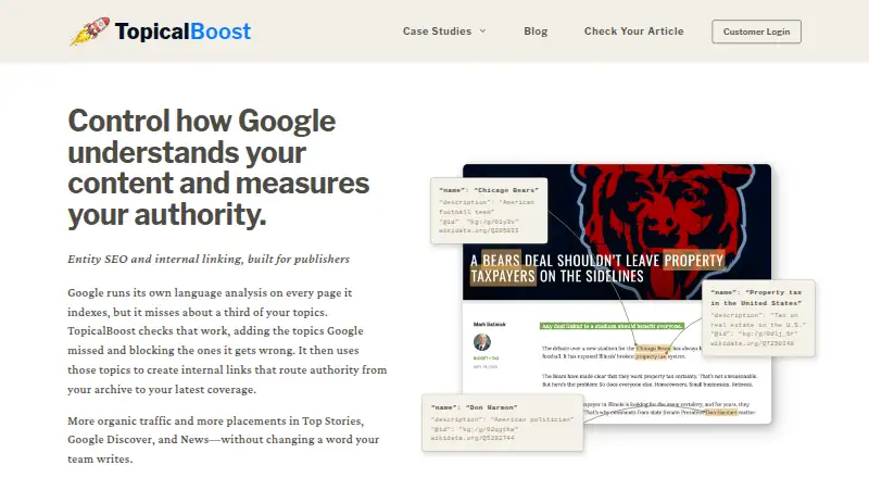 The TopicalBoost homepage