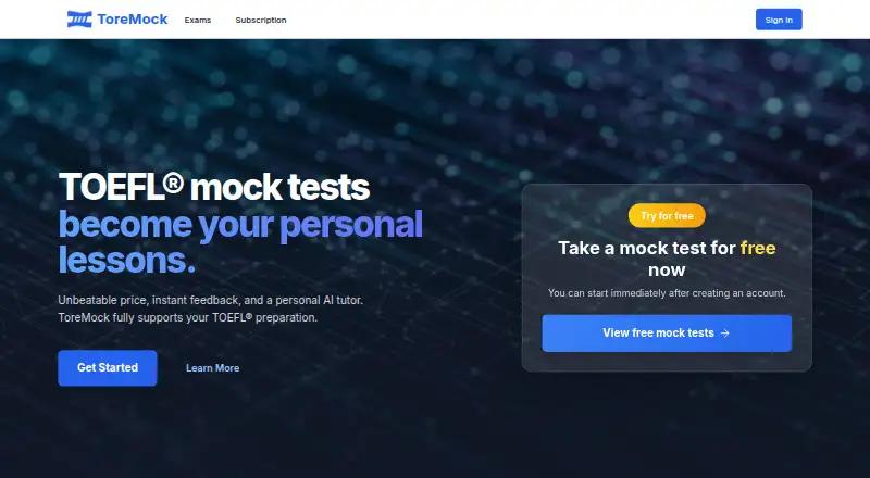 The ToreMock homepage