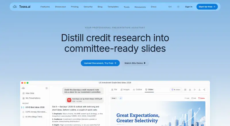 The Tosea homepage