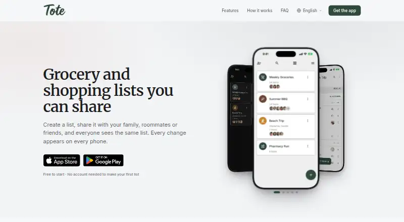 The Tote homepage