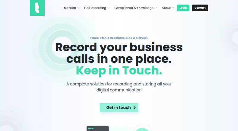 The Touch Call Recording homepage